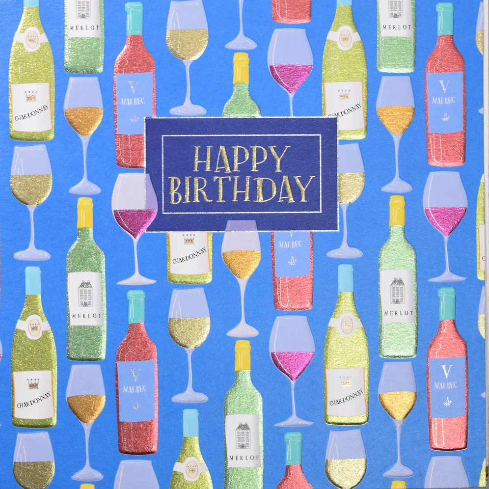 Wendy Jones-Blackett Wine Birthday Card - F510