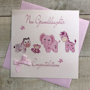 White Cotton Birth of Granddaughter Card - WS22A