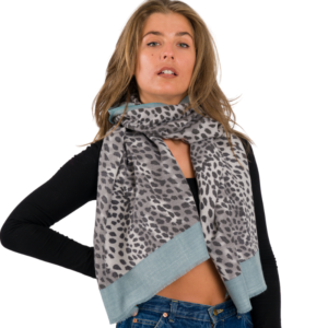 Leopard Print Scarf 3044 - Blue