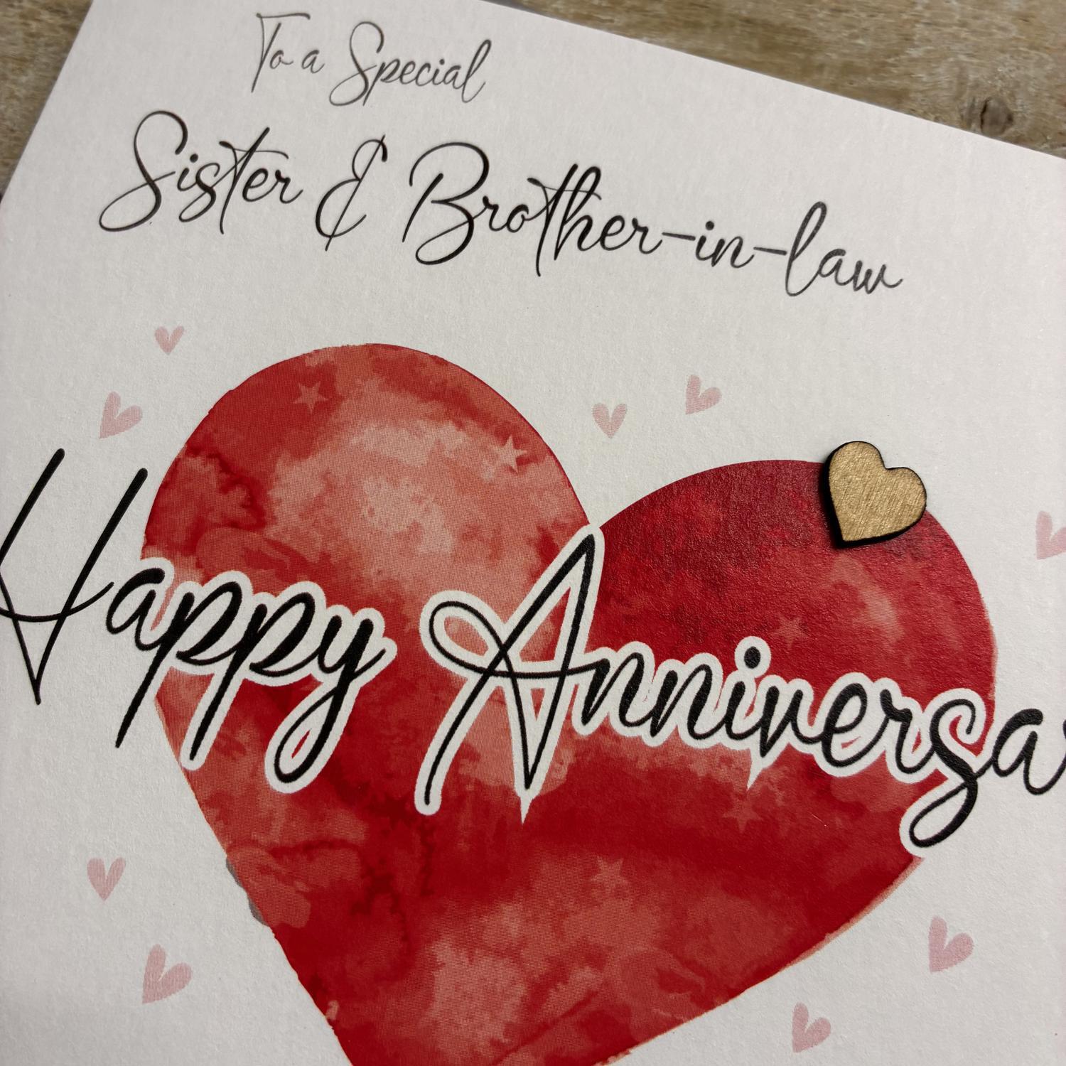 White Cotton Sister & Brother In Law Anniversary Card - S801 - Image 2