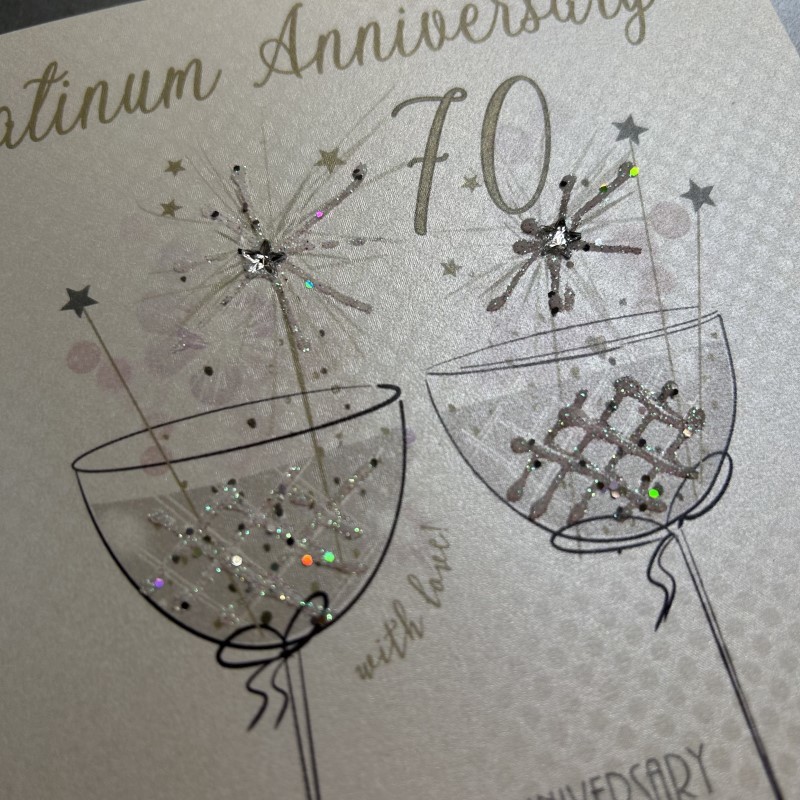 White Cotton Platinum Anniversary Card - BD170 - Image 2