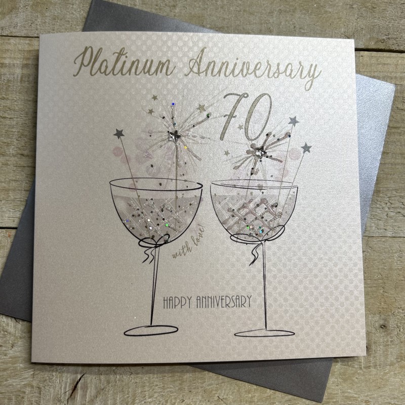 White Cotton Platinum Anniversary Card - BD170