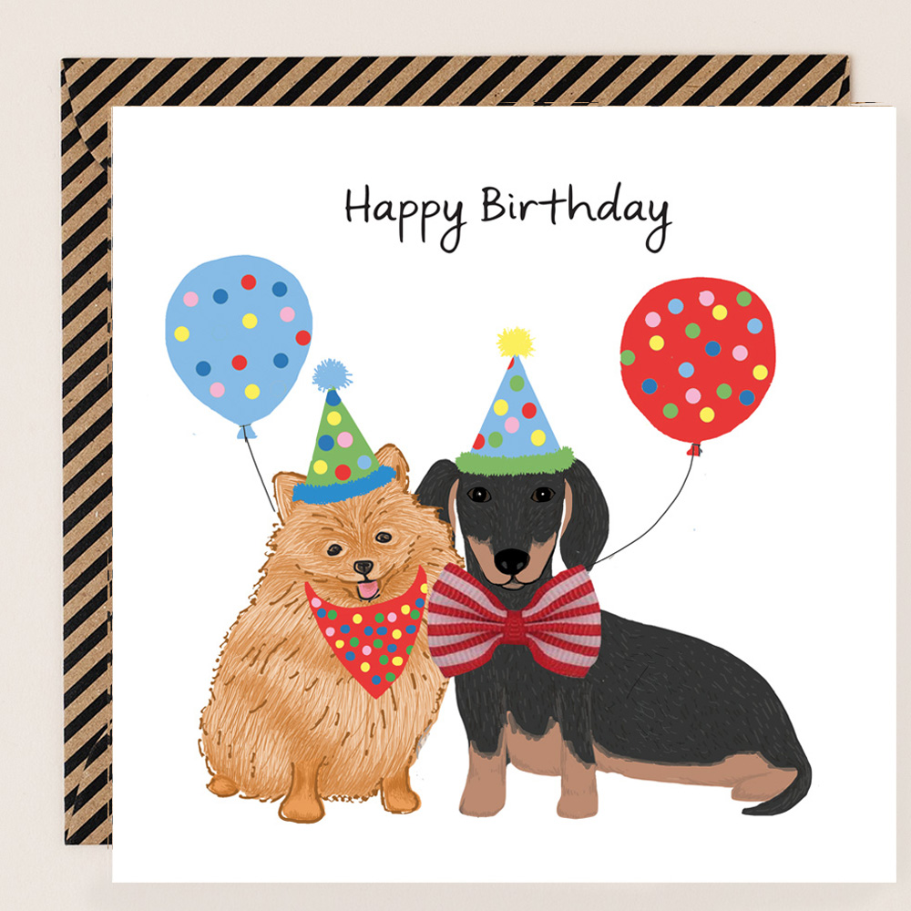 Apple & Clover Dogs Birthday Card - BW106