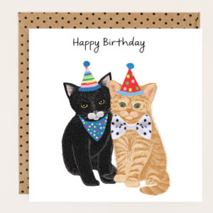 Apple & Clover Cats Birthday Card - BW107