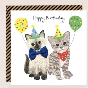 Apple & Clover Cats Birthday Card - BW108