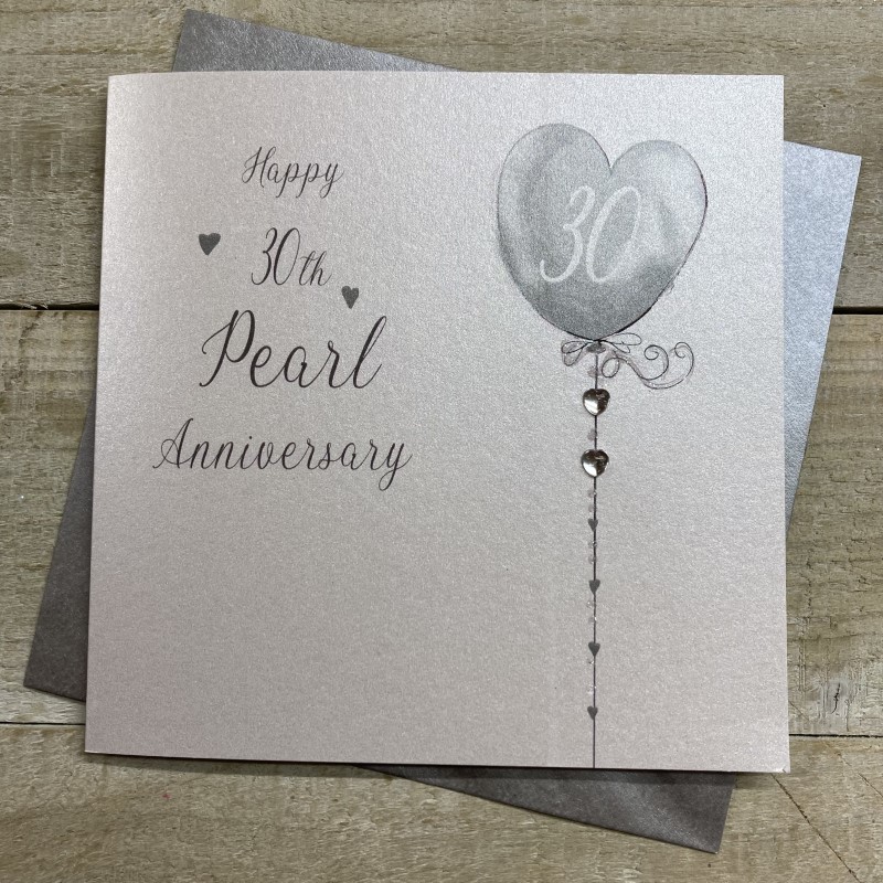White Cotton Pearl Anniversary Card - DH30