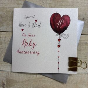 White Cotton Mum & Dad Ruby Wedding Anniversary Card - DH40M