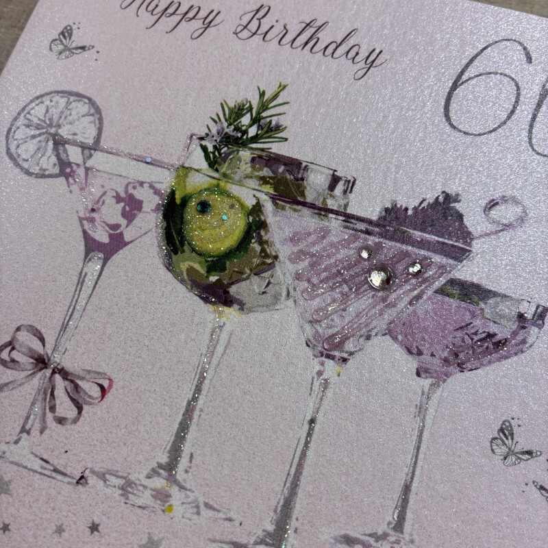 White Cotton 60th Birthday Card - DF56-60 - Image 2