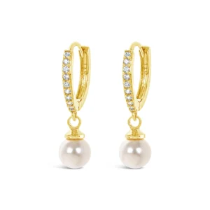 Lanes Gold Plated Pearl Hoop Earrings - A26