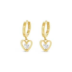 Lanes Gold Plated Cubic Zirconia Heart Hoop Earrings - A40