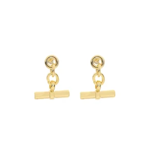 Lanes Gold Plated T-Bar Drop Earrings - A78