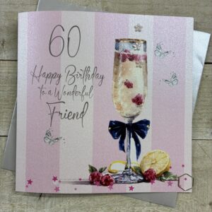 White Cotton Friend 60th Birthday Card - XDP210-F60